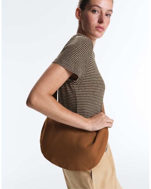 Oysho Brown 100% Cotton Crossbody Bag