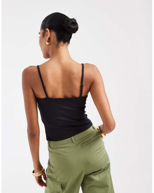 ASOS Blue Slinky Ruffle Detail Cami Top