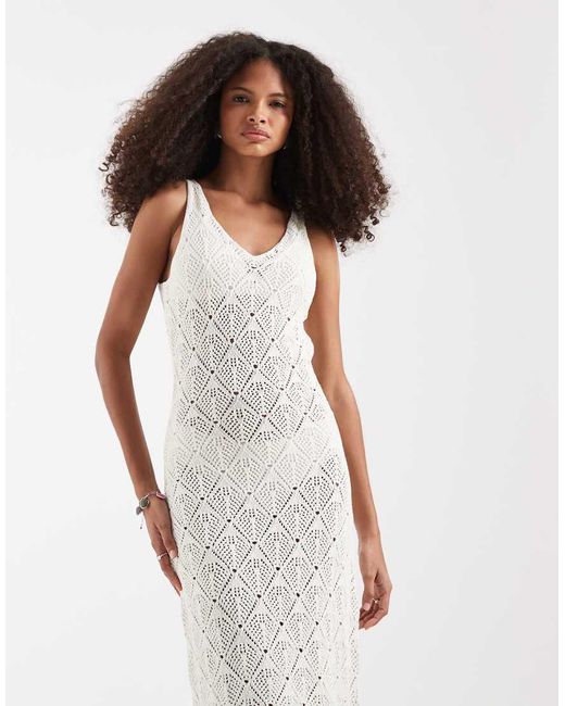 ONLY White Crochet Midi Dress