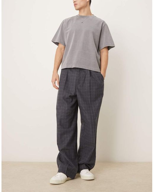 ASOS Geruite Broek Met Wijde Pijpen in het Gray voor heren