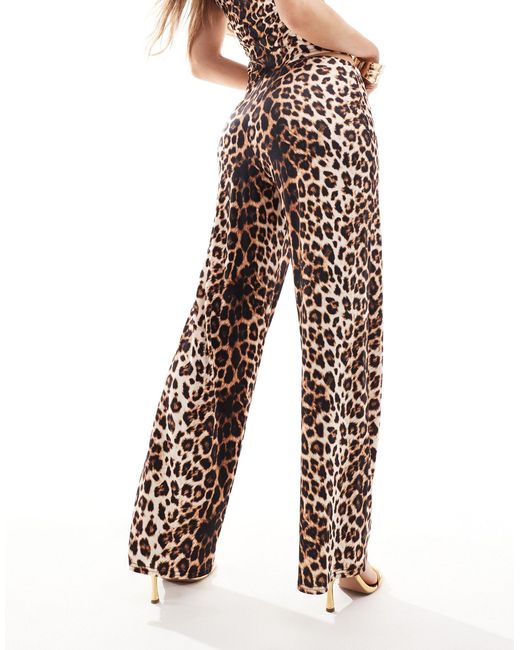 Pantalon ample d'ensemble ultra doux - imprimé léopard Fashionkilla en coloris White