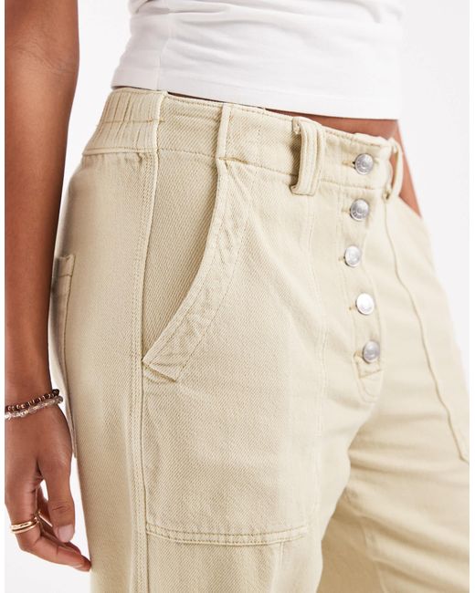 ASOS Natural Button Front Laundered Barrel Trousers