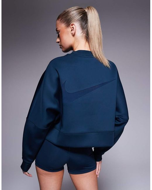 Nike Blue Prima Dri-fit Cropped Mesh Sweatshirt