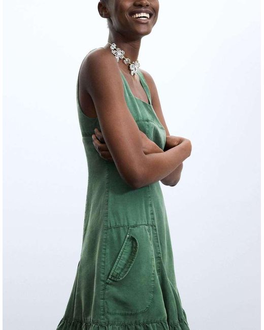 Desigual Green Short Lyocell Dress