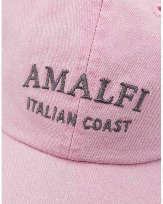 Pull&Bear Pink Amalfi Embroidered Cap