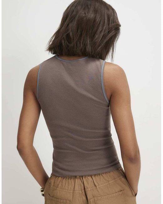 River Island Brown Cotton Blend Embellished Sun Tank Top