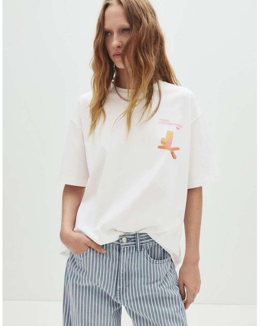 T-Shirt Ghiaccio Con Stampa Tate Gallery di Pull&Bear in White
