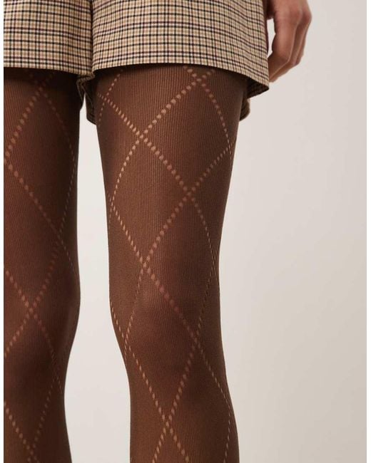 Kaiia Natural Exclusive Check Pattern Tights