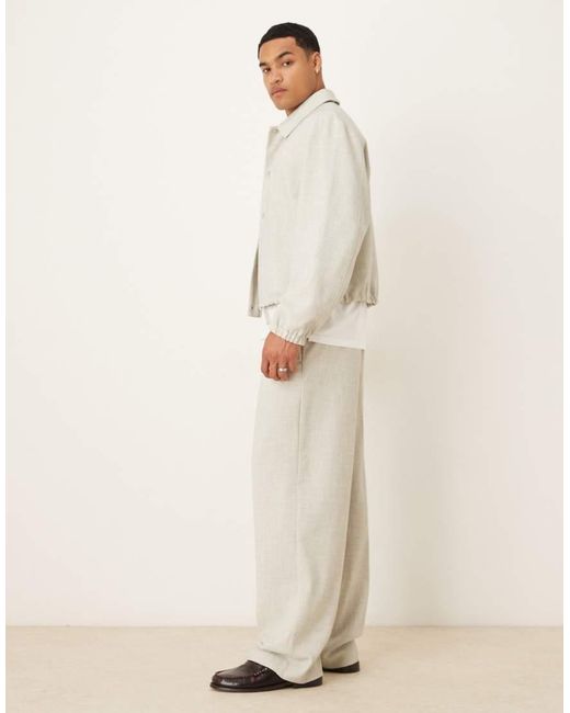 ASOS Natural Smart Melange Wide Leg Pants for men