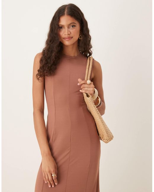 Robe d'été mi-longue sans manches à coutures apparentes - chocolat ASOS en coloris Natural
