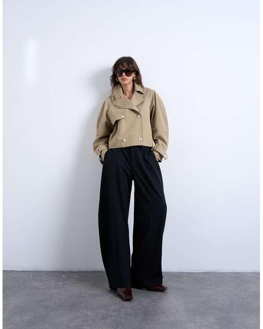 TOPSHOP Natural Cotton Ovoid Sleeve Short Trench