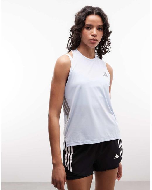 Adidas Originals White Adidas Running Vet Top With Three Stripes