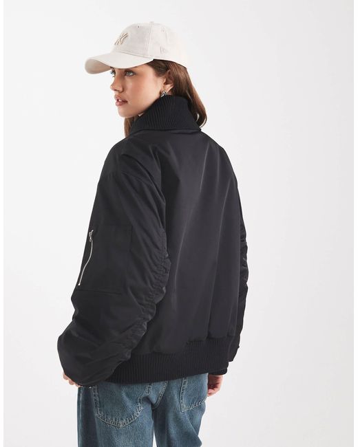 ASOS Blue Knitted Collar Bomber Jacket