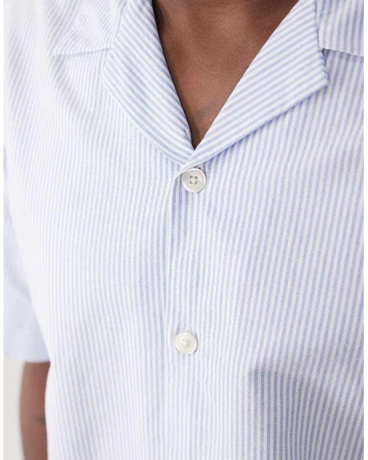 SELECTED White 100% Cotton Short Sleeve Shirt for men