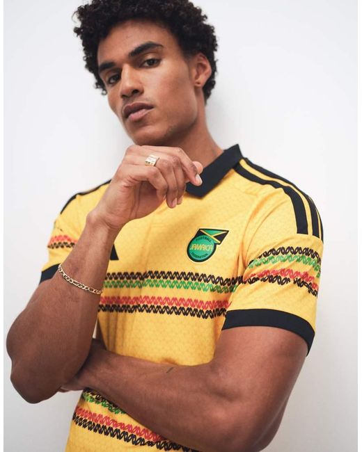 Adidas Originals Yellow Adidas Football Jamaica 26 Home Shirt