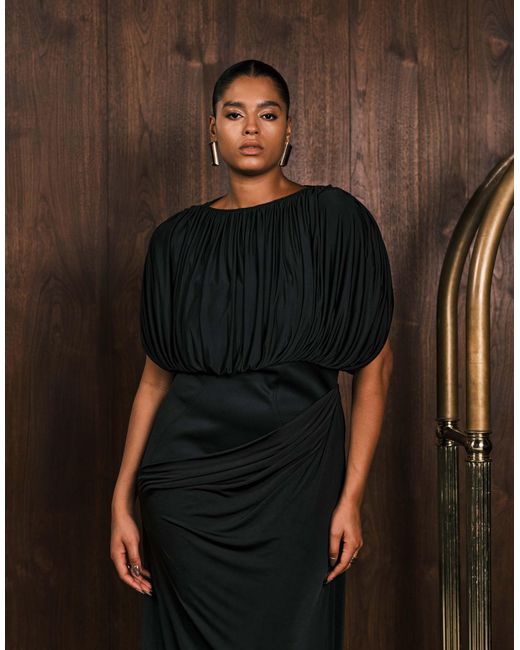ASOS Women's Black Asos Design Curve Structured Shoulder Maxi Dress With  Exposed Corset - www.confineg.com