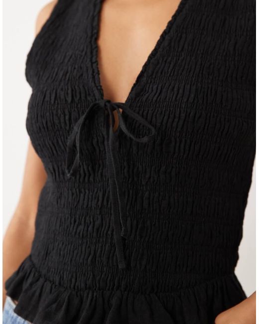 Abercrombie & Fitch Blue Smocked Square Neck Shell Top