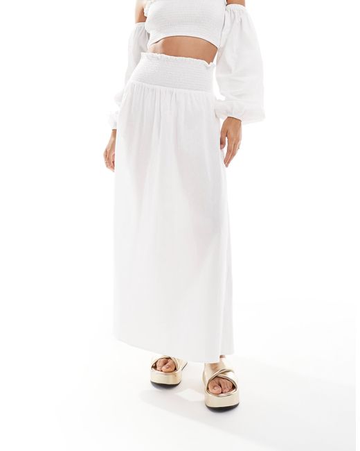 Jupe d'ensemble longue à taille froncée ASOS en coloris White