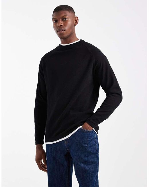 Threadbare Blue Crew Neck Knitted Jumper for men