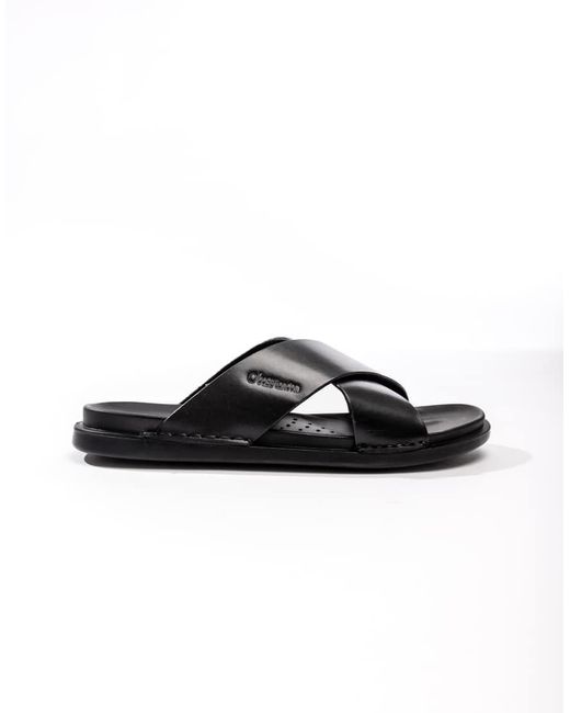 Base London Black Drift Cross Strap Sandal for men