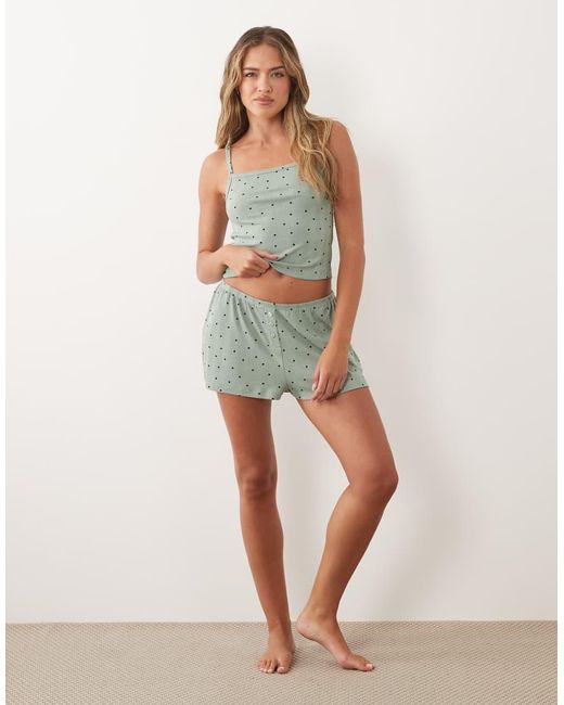 ASOS Green Mix & Match Pointelle Pajama Shorts
