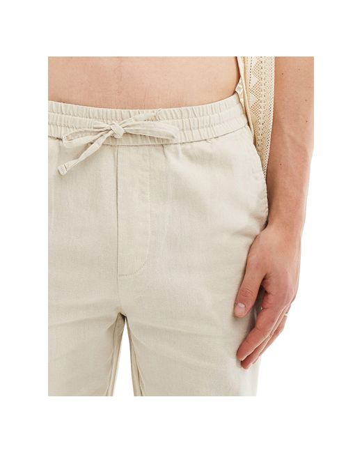 Only & Sons White Linen Mix Loose Fit Trousers for men