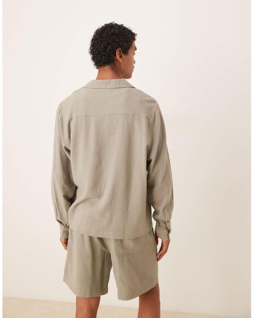 Chemise d'ensemble coupe carrée en lin avec col à revers ASOS pour homme en coloris Natural