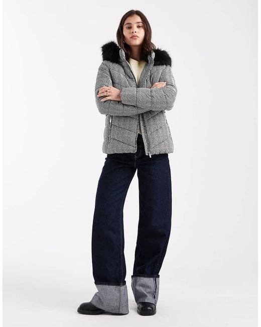 New Look Blue Printed Ski Puffer Jacket
