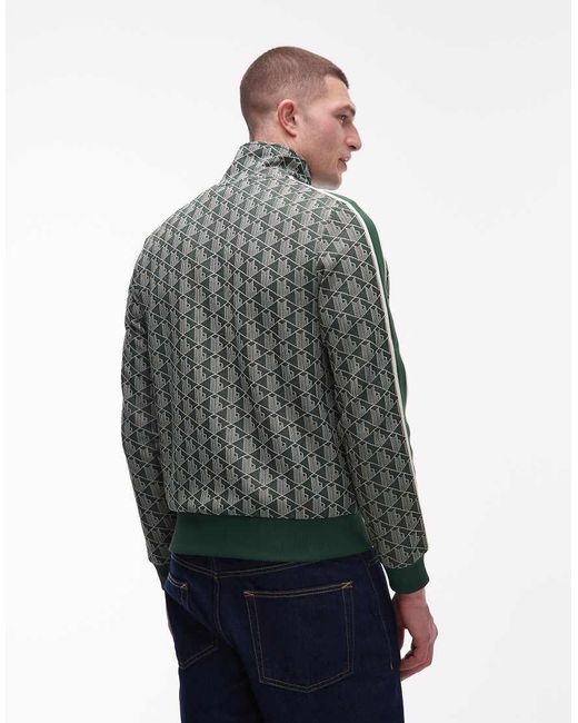 Lacoste Gray Zip Through Monogram Track Jacket for men