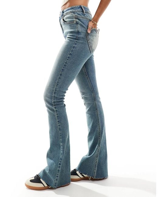 Miss Selfridge Blue Heart Pocket Flare Jeans