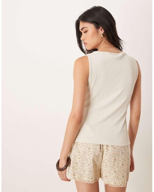 Abercrombie & Fitch Natural Boat Neck Relaxed Tank Top