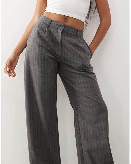 Weekday Gray Co-ord Mid Waist Slouchy Trousers With Front Pleats