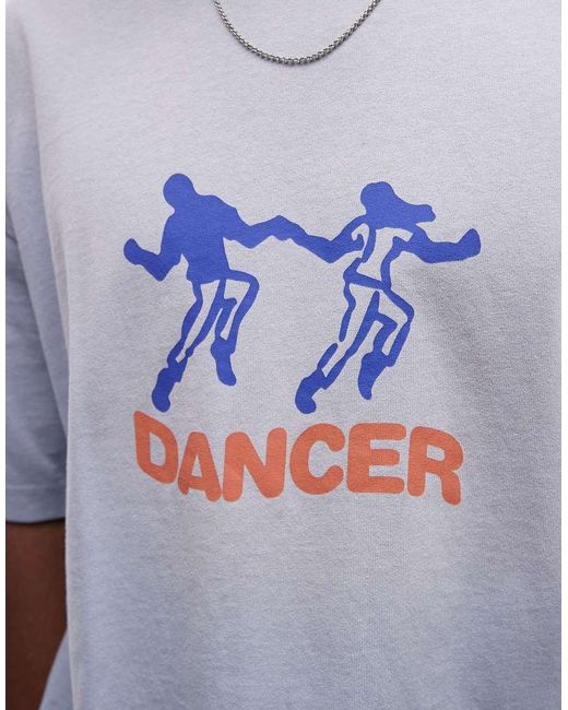 ASOS Blue Heavyweight Boxy Oversized T-shirt With Dancer Graphic for men