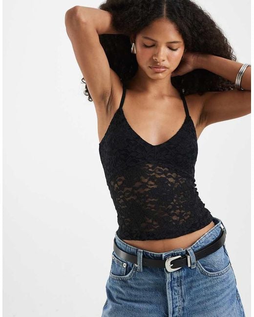 Hollister Black Holister Lace Halterneck Top