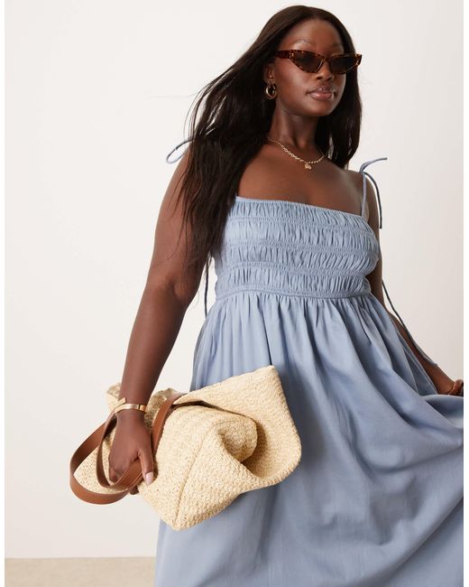 ASOS Blue Asos design curve – maxikleid aus baumwolle