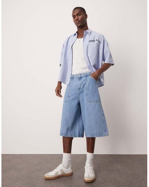 ASOS Denim Jort in het Blue voor heren