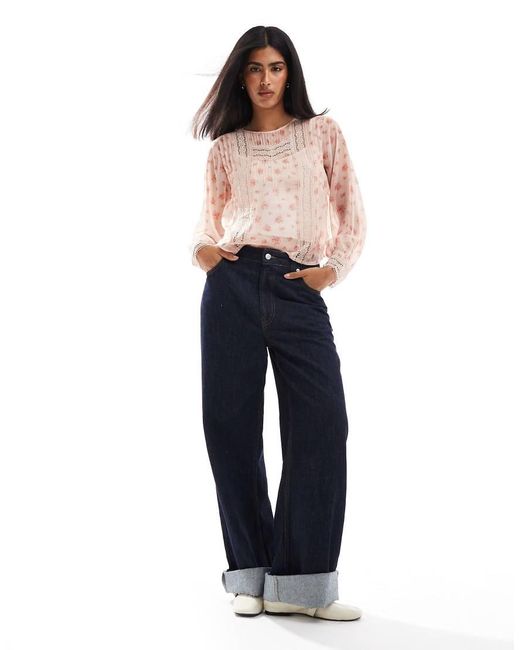 Miss Selfridge Blue Trimmed Up Blouse