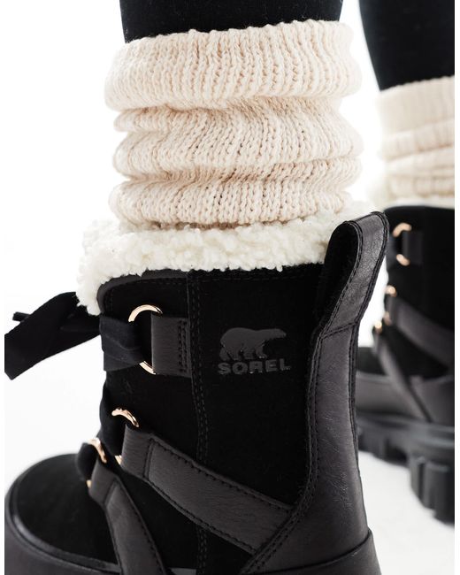 Sorel Black – torino v resort – wasserdichte schneestiefel aus leder