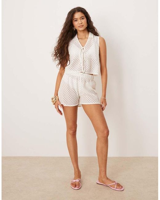 esmé studios Natural Esmee Exclusive Crochet Beach Shorts Co-ord