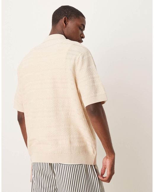 SELECTED Natural Knitted Texture Polo for men