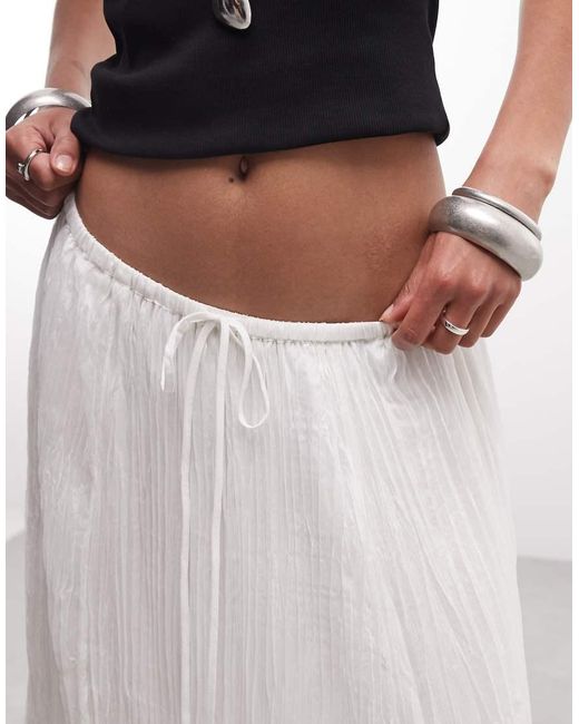 Weekday White Sheer Crinkle Double Lined Maxi Skirt
