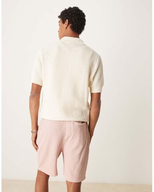 ASOS Natural Oversized Waffle Textured Short for men