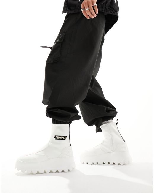 Bottines souples chunky zippées avec détail style motard - blanc ASOS pour homme en coloris Black