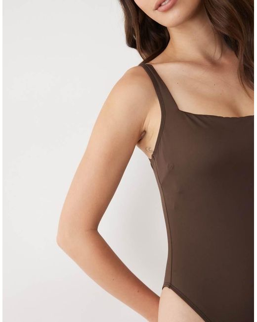 ASOS Brown Fuller Bust Lifting Square Neck Swimsuit