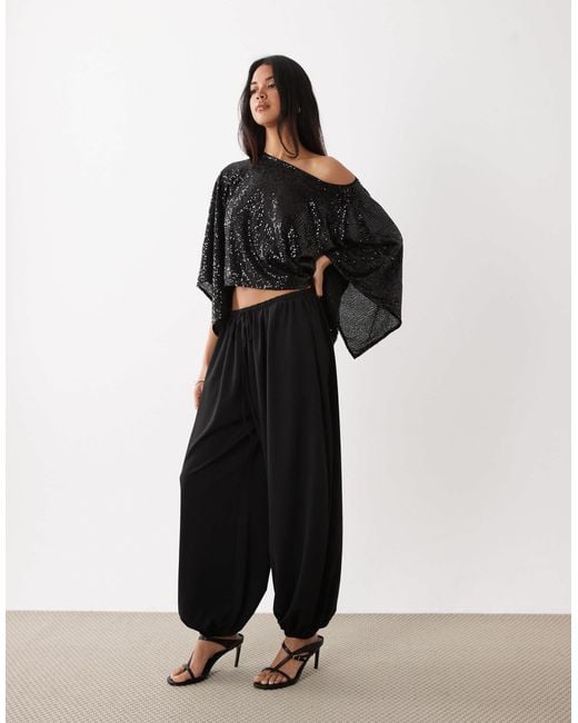 ASOS Black Sequin Cape Top