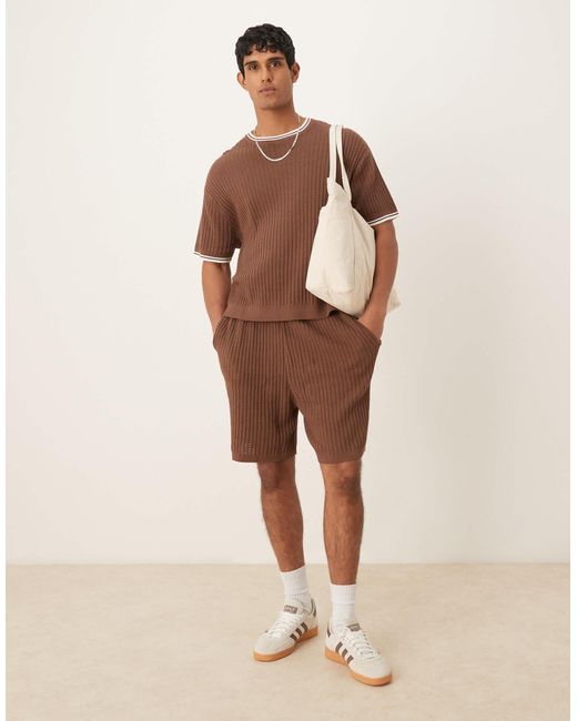 ASOS Brown Oversized Knitted T-shirt for men