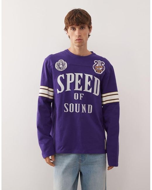 Deus Ex Machina Purple Eight Track Heavyweight Long Sleeve Jersey Top for men