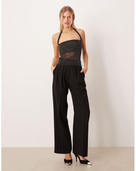 ASOS Haltertop Van Glittermesh in het Black
