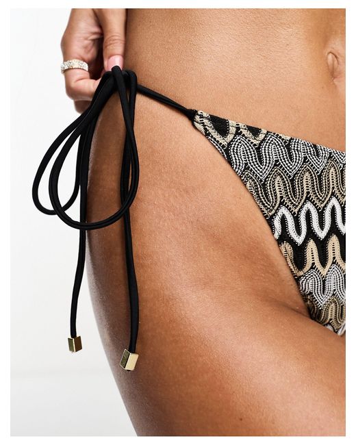 South Beach Black – e bikinihose mit stickerei und seitlicher schnürung