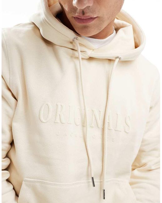 Jack & Jones Natural Oversized 3d Print Logo Hoodie for men
